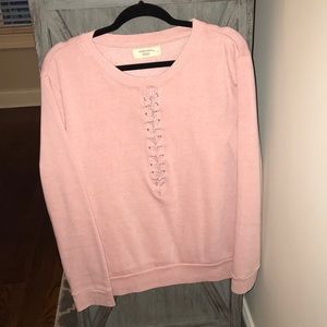 Comfy pink sweatshirt - tie up detail on front